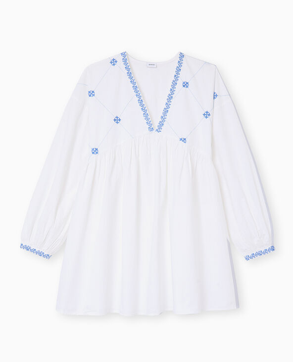 Robe brodée manches longues blanc - Pimkie