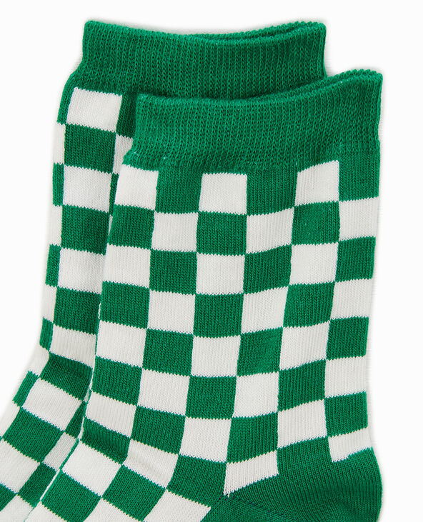 Paire de chaussettes motif damier vert - Pimkie