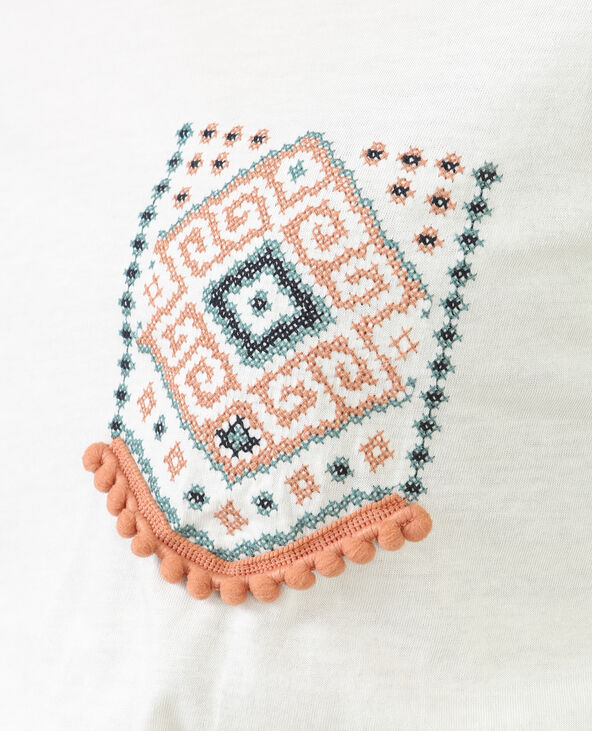 T-shirt poche brodé blanc - Pimkie