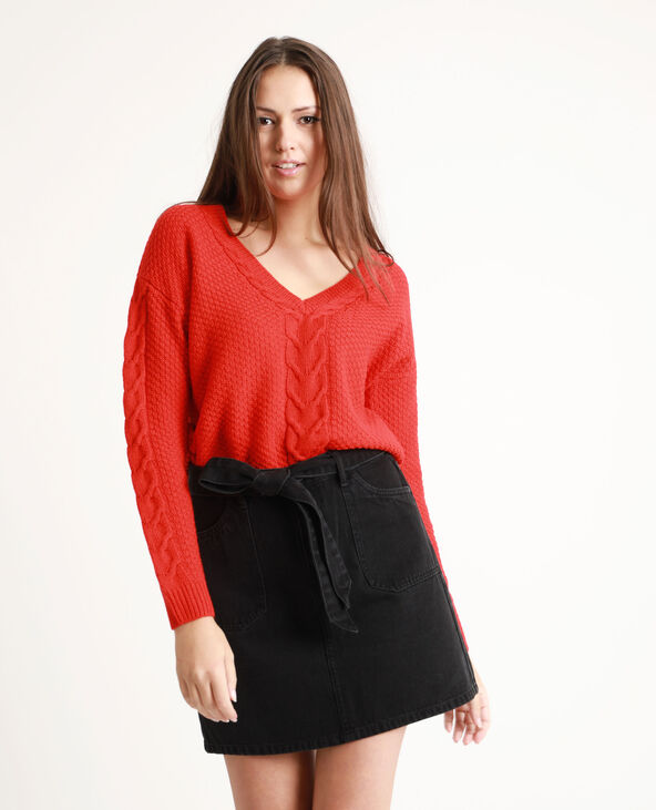 Pull torsadé rouge - Pimkie