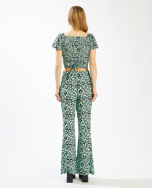 Top fluide à nouer fleuri bleu turquoise - Pimkie