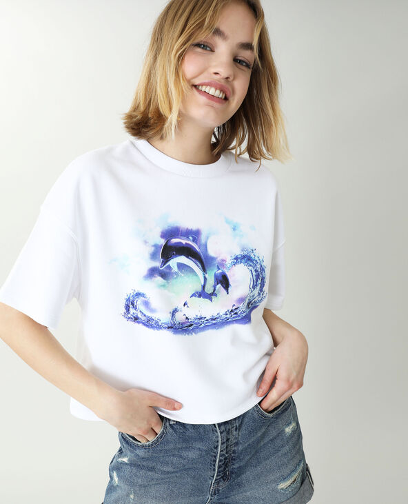 Sweat manches courtes blanc - Pimkie