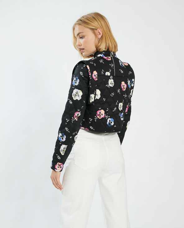 Sweat matelassé à fleurs noir - Pimkie