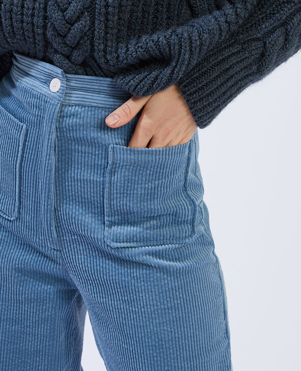 Pantalon velours online bleu femme