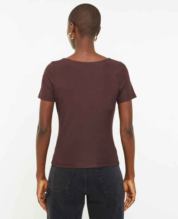 Top encolure carré maille côtelée marron - Pimkie
