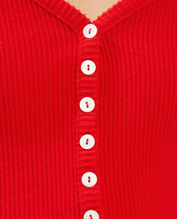 T-shirt côtelé cropped rouge - Pimkie