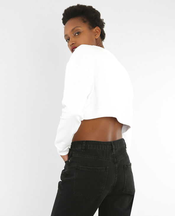 Sweat cropped à message blanc - Pimkie