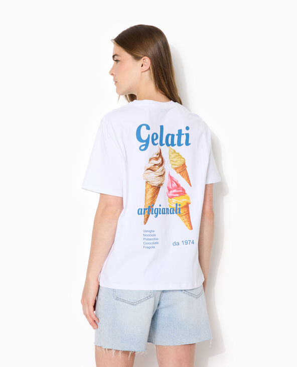 T-shirt oversize avec print poitrine et dos blanc - Pimkie