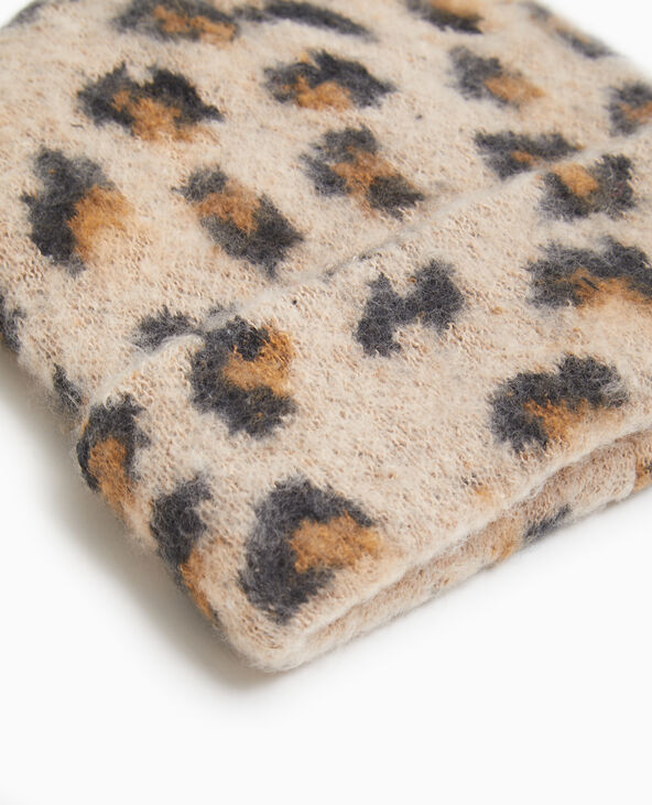 Bonnet avec revers motif léopard beige - Pimkie