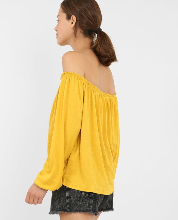 Blouse col bardot jaune ocre - Pimkie