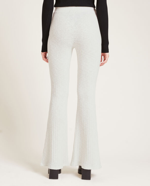 Pantalon flare en maille côtelée écru - Pimkie