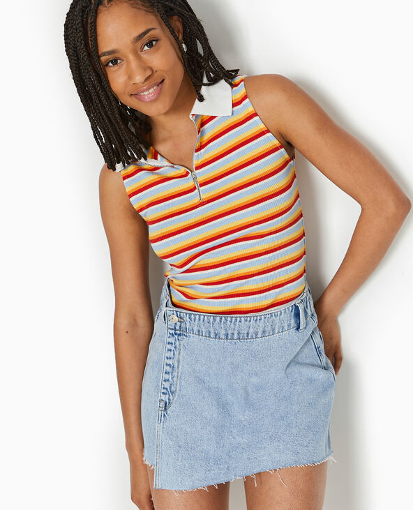 Top zippé sans manches avec col polo bleu - Pimkie