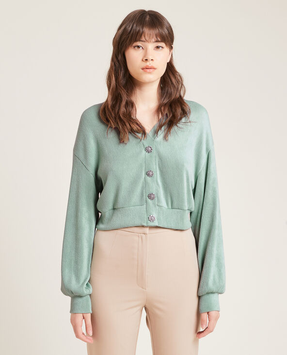 Pull effet gilet en maille côtelée vert - Pimkie