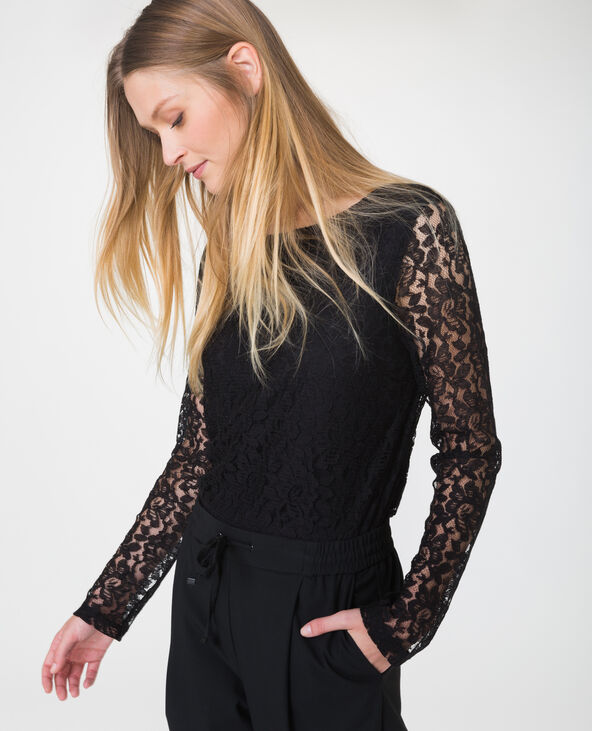 T-shirt en dentelle noir - Pimkie