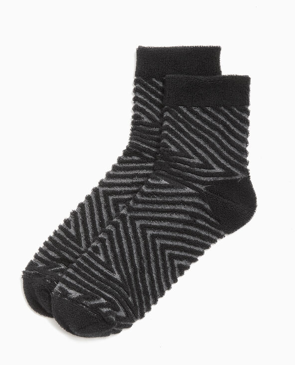 Paire de chaussettes avec rayures maille bouclette noir - Pimkie