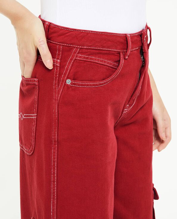 Pantalon cargo droit rouge - Pimkie