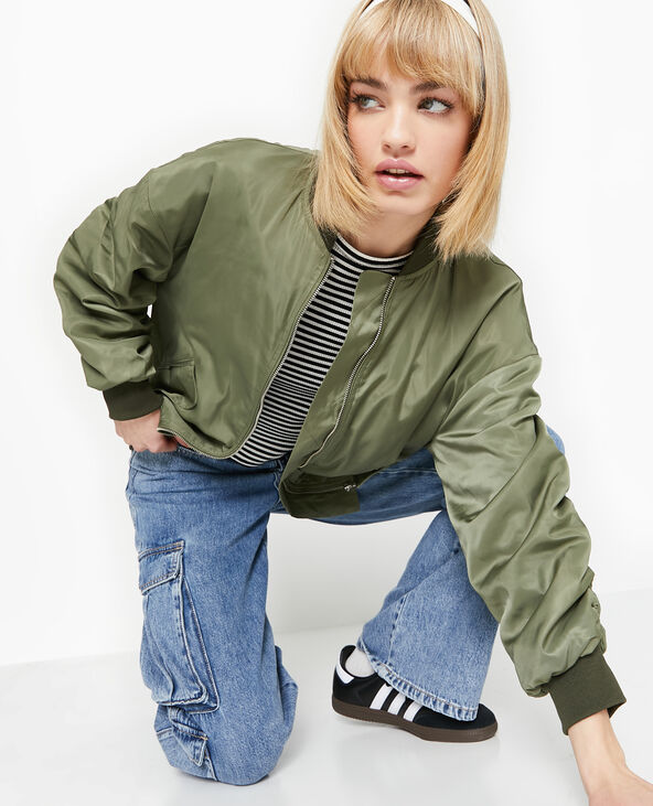 Bombers oversize avec fronces dos et manches vert kaki - Pimkie