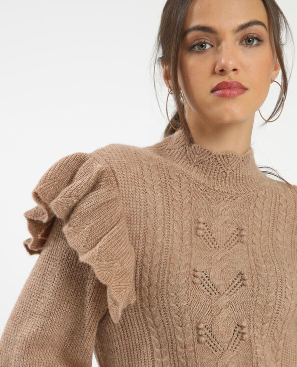Pull à volants beige - Pimkie