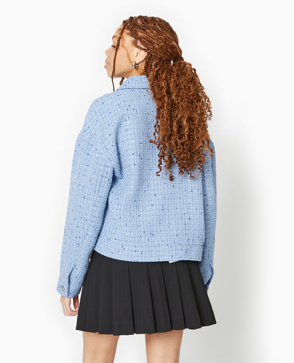Veste droite en tweed bleu - Pimkie
