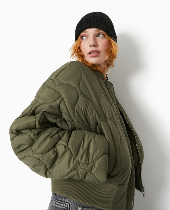 Blouson matelassé forme bombers vert kaki - Pimkie