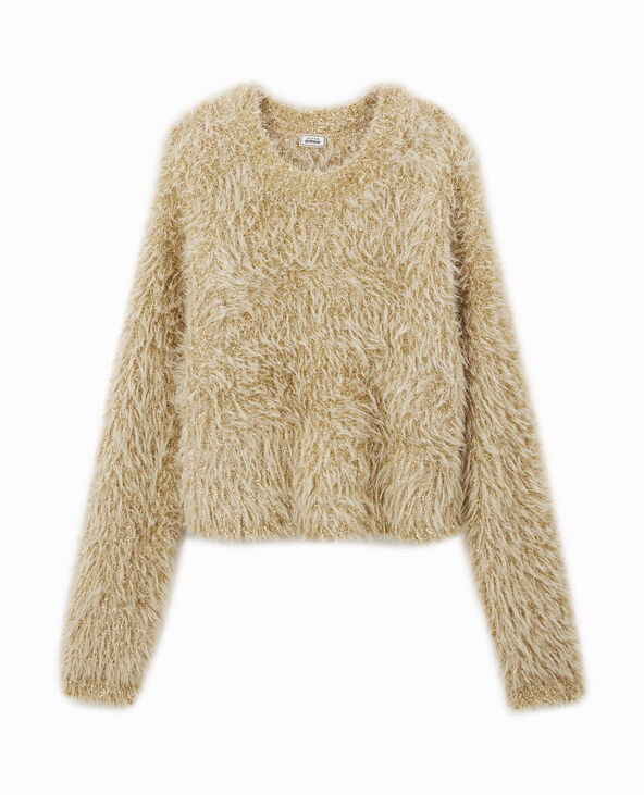 Pull court en maille poilue et lurex doré - Pimkie
