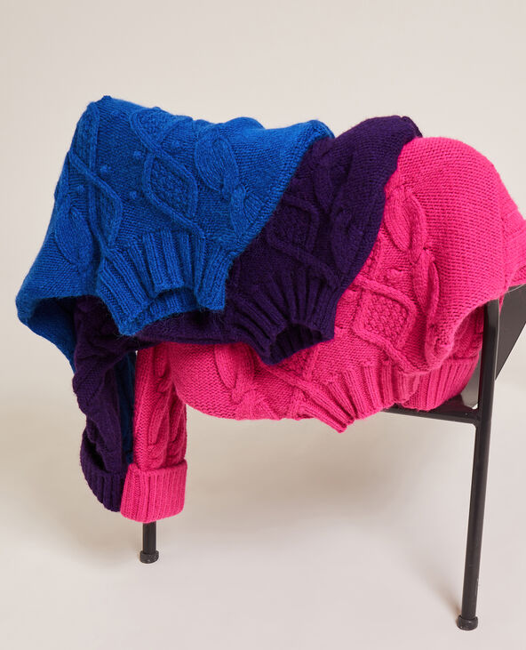 Pull maille fantaisie col montant bleu électrique - Pimkie