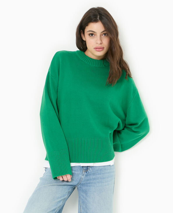 Pull oversize avec grands bord-côtes vert - Pimkie