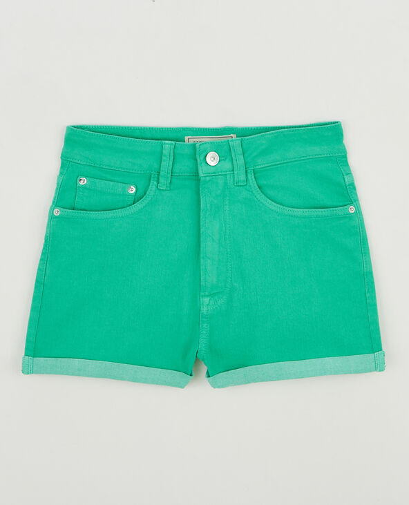 Short en jean bords roulottés vert - Pimkie