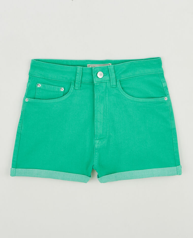 Short en jean bords roulottés vert - Pimkie