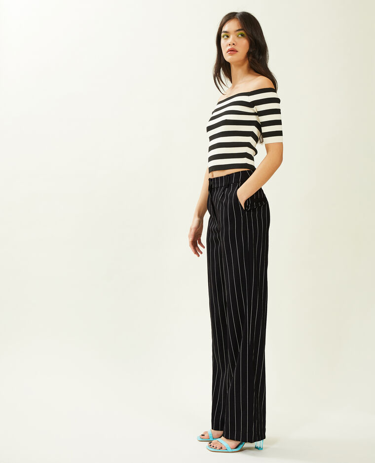 Pantalon droit et large effet lin noir - Pimkie