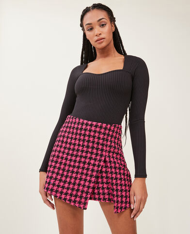 Jupe-short en tweed noir - Pimkie