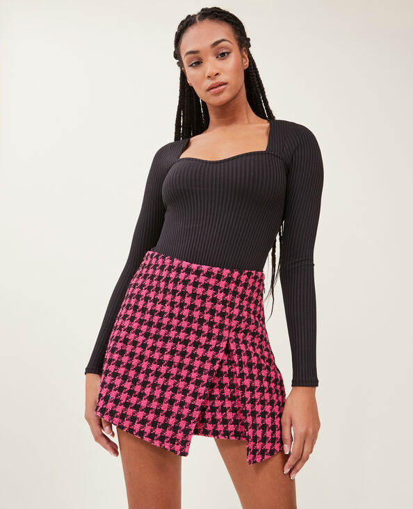 Jupe-short en tweed noir - Pimkie