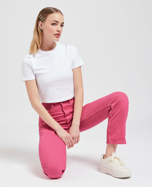 Jean droit taille haute rose fuchsia - Pimkie
