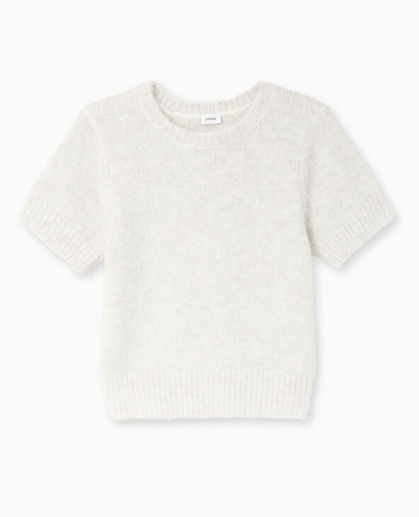 Pull manches courtes en maille douce écru - Pimkie
