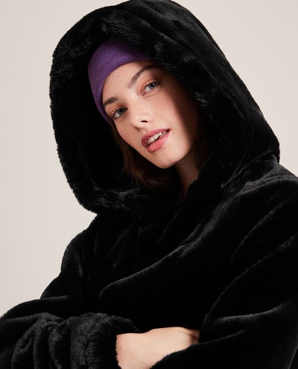 Manteau fausse fourrure femme avec capuche clearance