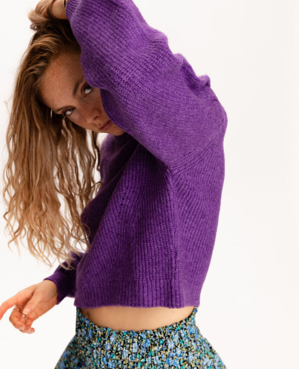 Pull court en grosse maille violet - Pimkie