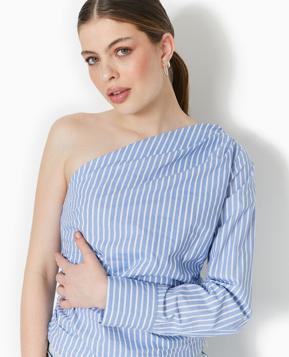 Chemise asymétrique one shoulder bleu - Pimkie
