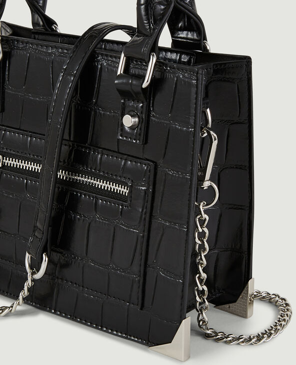 Sac boxy effet croco avec chaîne noir - Pimkie