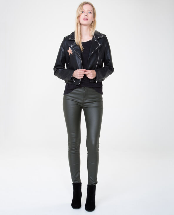Skinny 7/8 enduit vert foncé - Pimkie