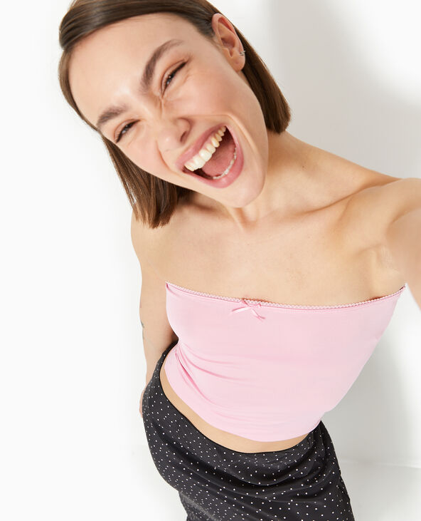 Top bustier avec petit nœud rose - Pimkie