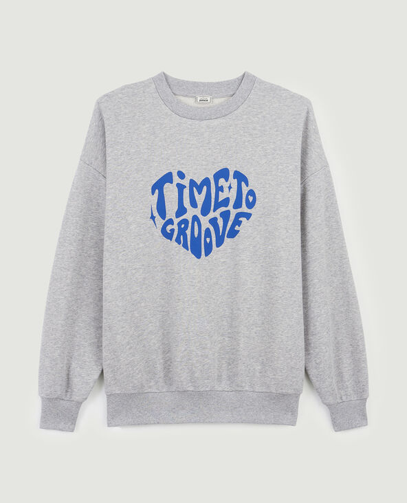Sweat col rond gris chiné - Pimkie