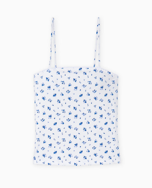 Débardeur fines bretelles motif fleurs blanc - Pimkie