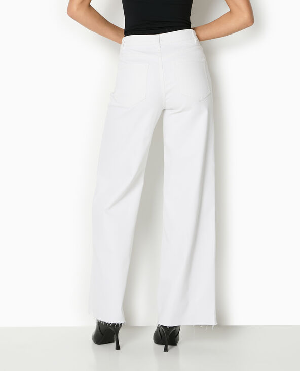 Jean wide taille haute bas coupés blanc - Pimkie