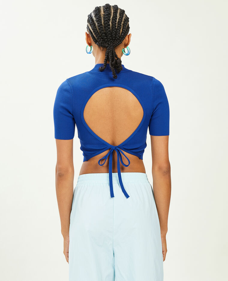 Top dos-nu en maille bleu électrique - Pimkie