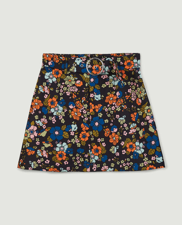 Jupe motif fleuri noir - Pimkie