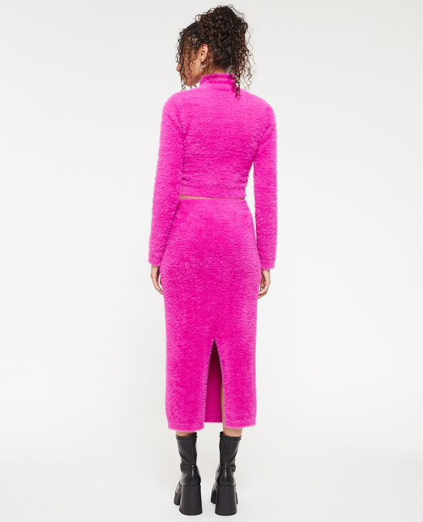 Jupe longue en maille fluffy et poilue rose - Pimkie