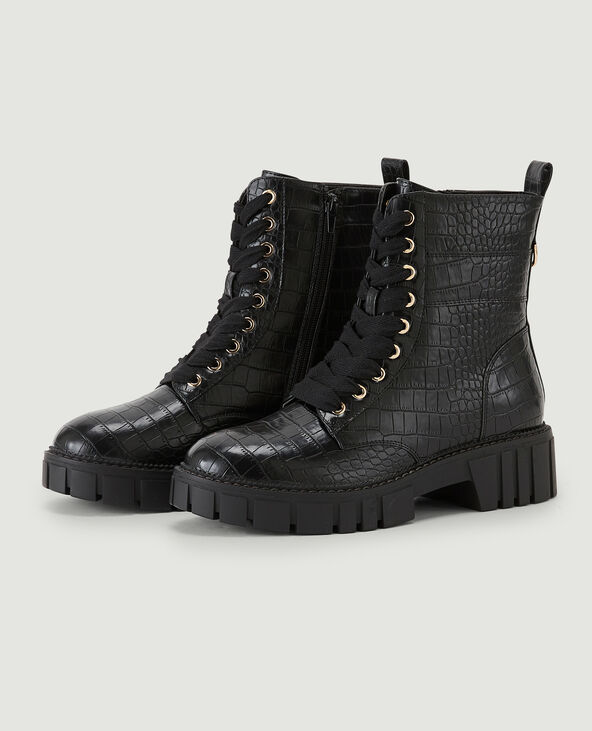 Bottines semelles crantées noir - Pimkie