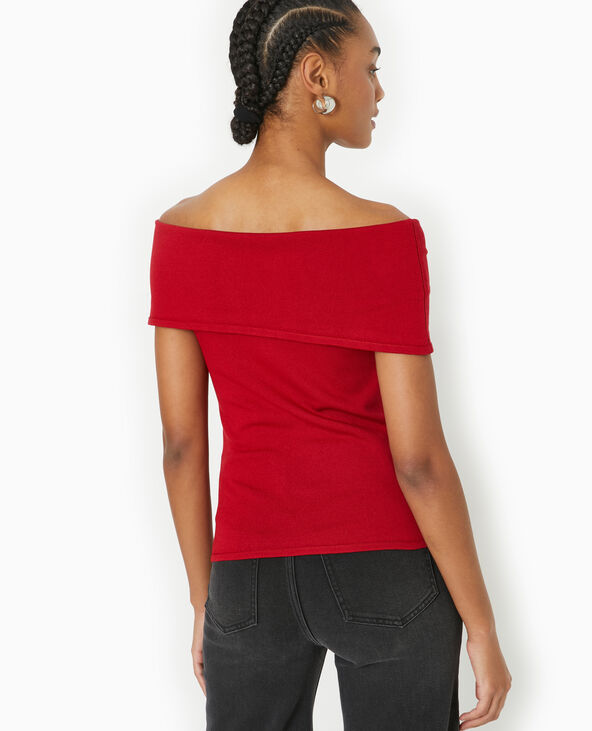 Top bustier en maille avec nœud rouge - Pimkie