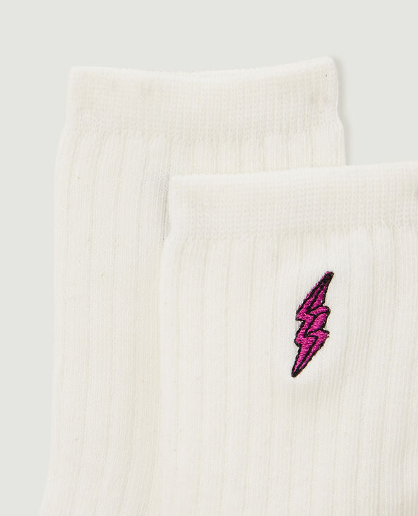 Paire de chaussettes avec broderie écru - Pimkie