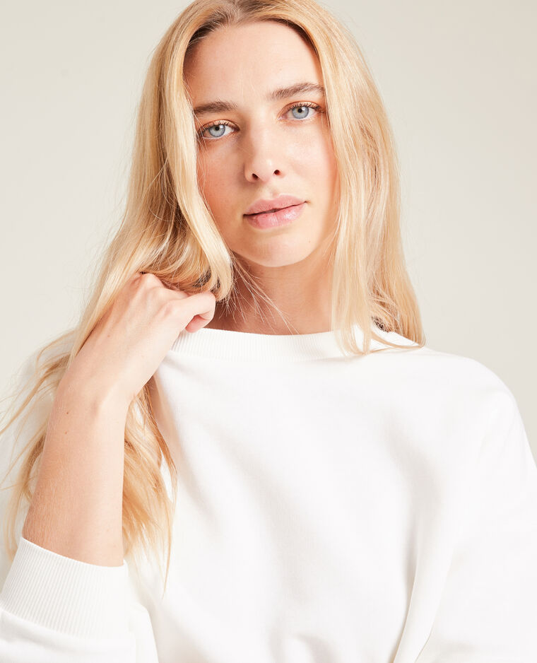 Sweat oversize col rond blanc - Pimkie